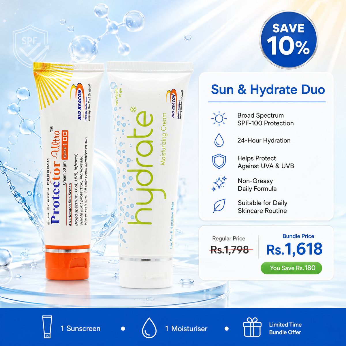 Sun & Hydrate Duo – Sunscreen + Moisturiser Bundle (10% Off)