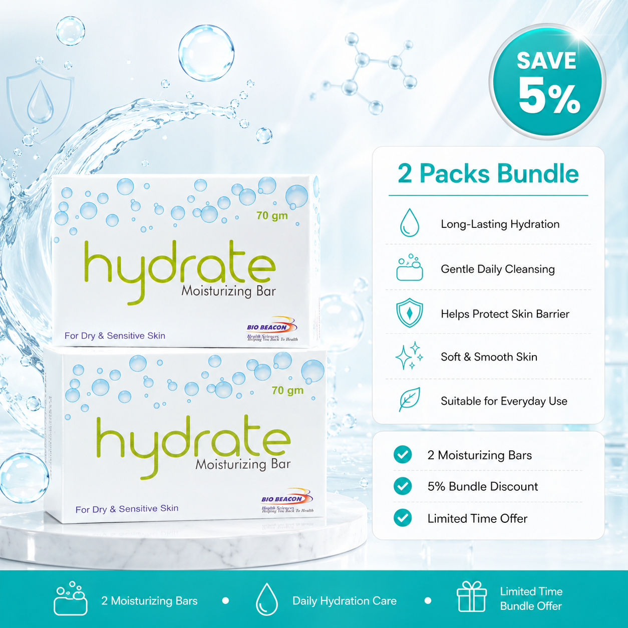 Hydrate Moisturizing Bar – Bundle (2 Packs, 5% Off)