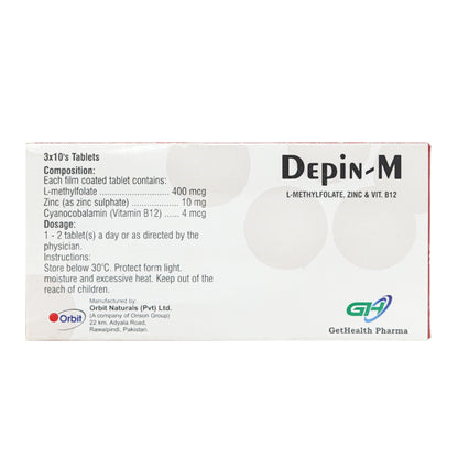 Depin M Tablet : Folate, Zinc & B12 Supplement